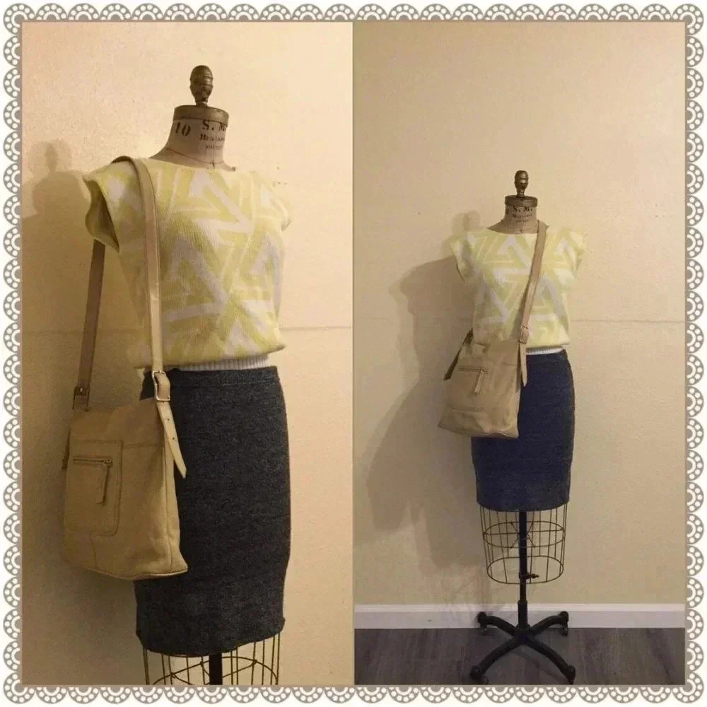 ✨BOGO FREE✨ Vintage 80s Yellow Knit Geometric Crop Festival Blouse Top